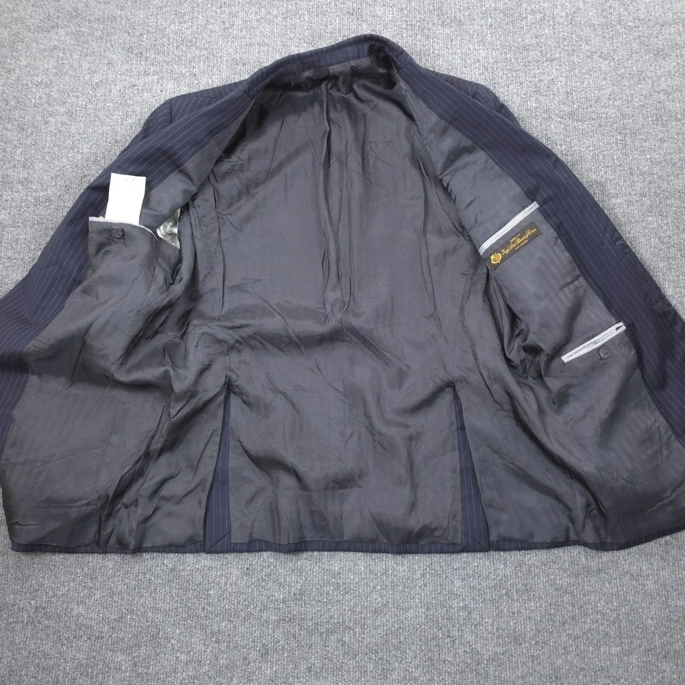 Loro Piana Suit Mens 40S W34 Navy Blue Pinstripe Wool Two Piece Bemberg Lining